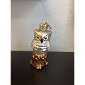 vintage Thomas Pacconi Classics Wise Owl Hand Blown Glass Christmas Ornament
